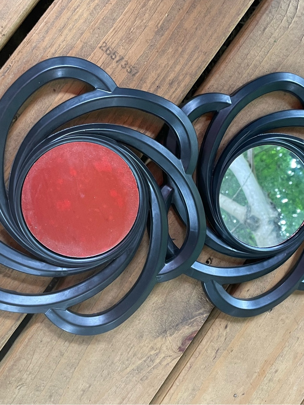 NWT 2 10” Swirl Accent Wall Black Framed Mirrors - Picture 2 of 4